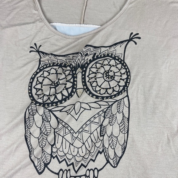 Urban Episode Tshirt Womens White Round Neck Owls Stones - Picture 3 of 8
